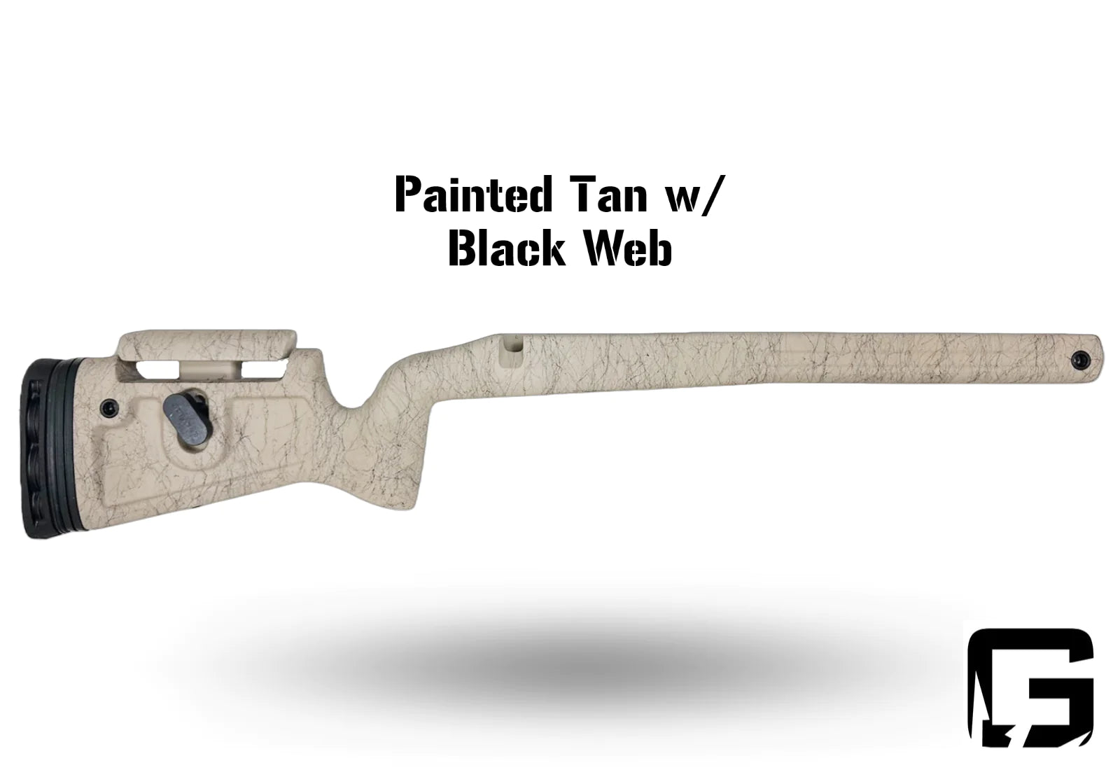 Phoenix 2 - Right Hand Tikka T3x, Tikka Factory Plastic DBM, Fits any barrel. Painted Tan w/ Black Web
