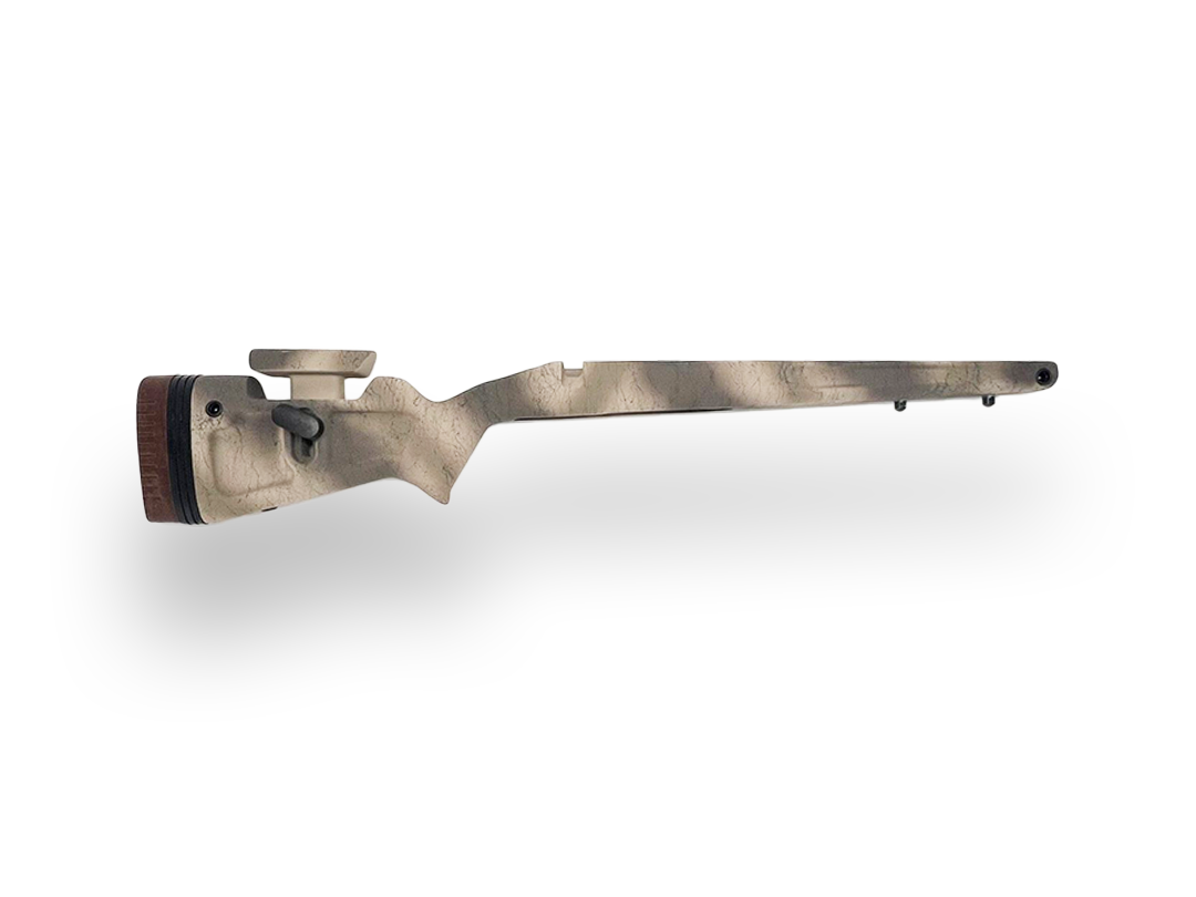 Eagle Pro - Right Hand Rem 700 or 700 clone short action, M5.  Painted Desert Camo w Saddle Brown Recoil Pad