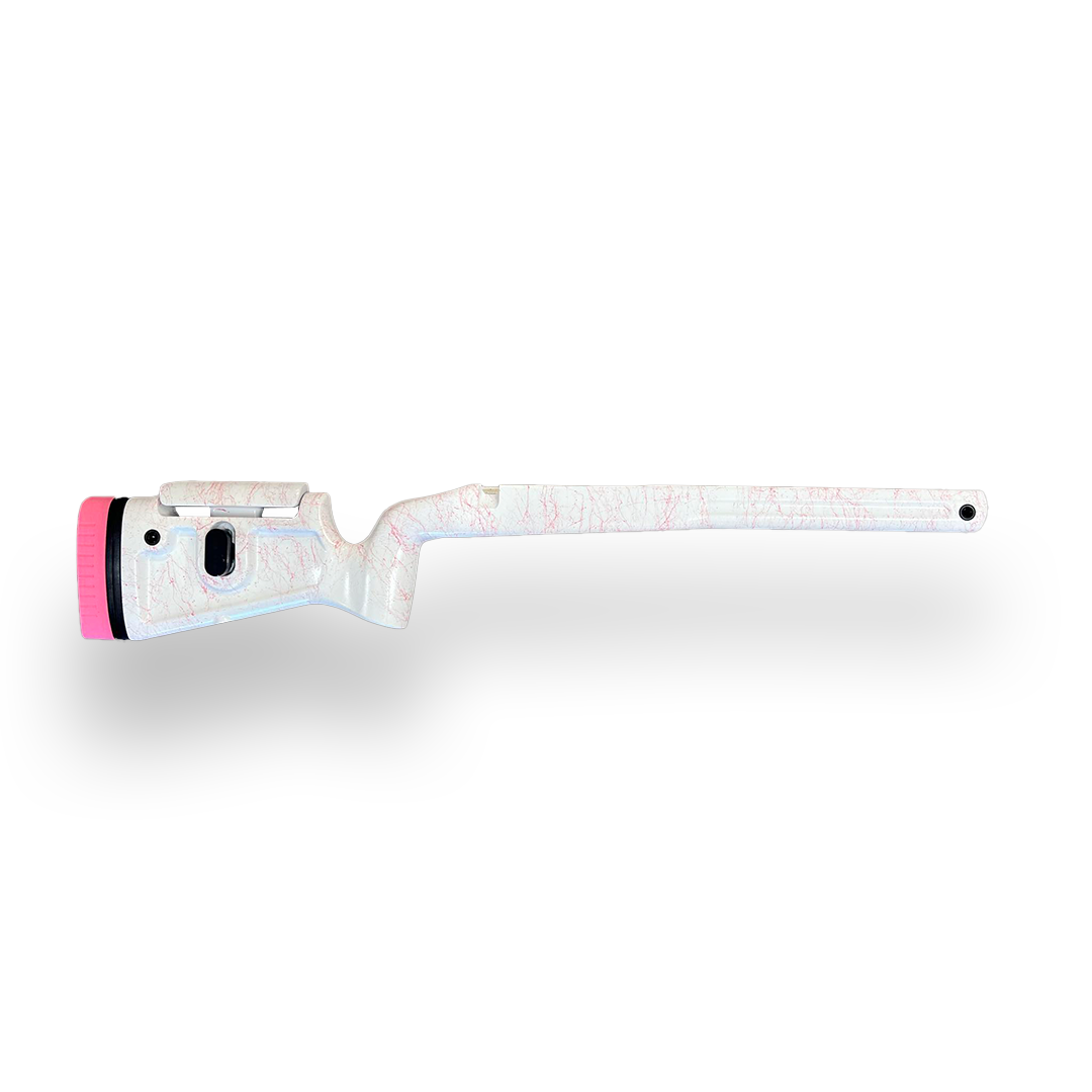 Phoenix 2 - Right Hand Long Action Rem 700 or 700 Clone, M5, Fits any barrel.  Painted White w/ Pink Web