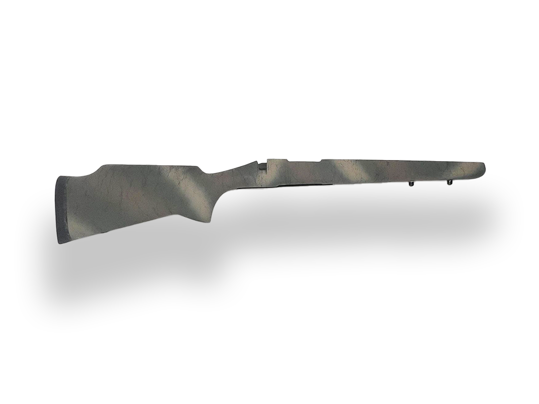 Terrain - Right Hand Rem 700 Long Action, M5, Remington Varmint Barrel. Painted Woodland Camo